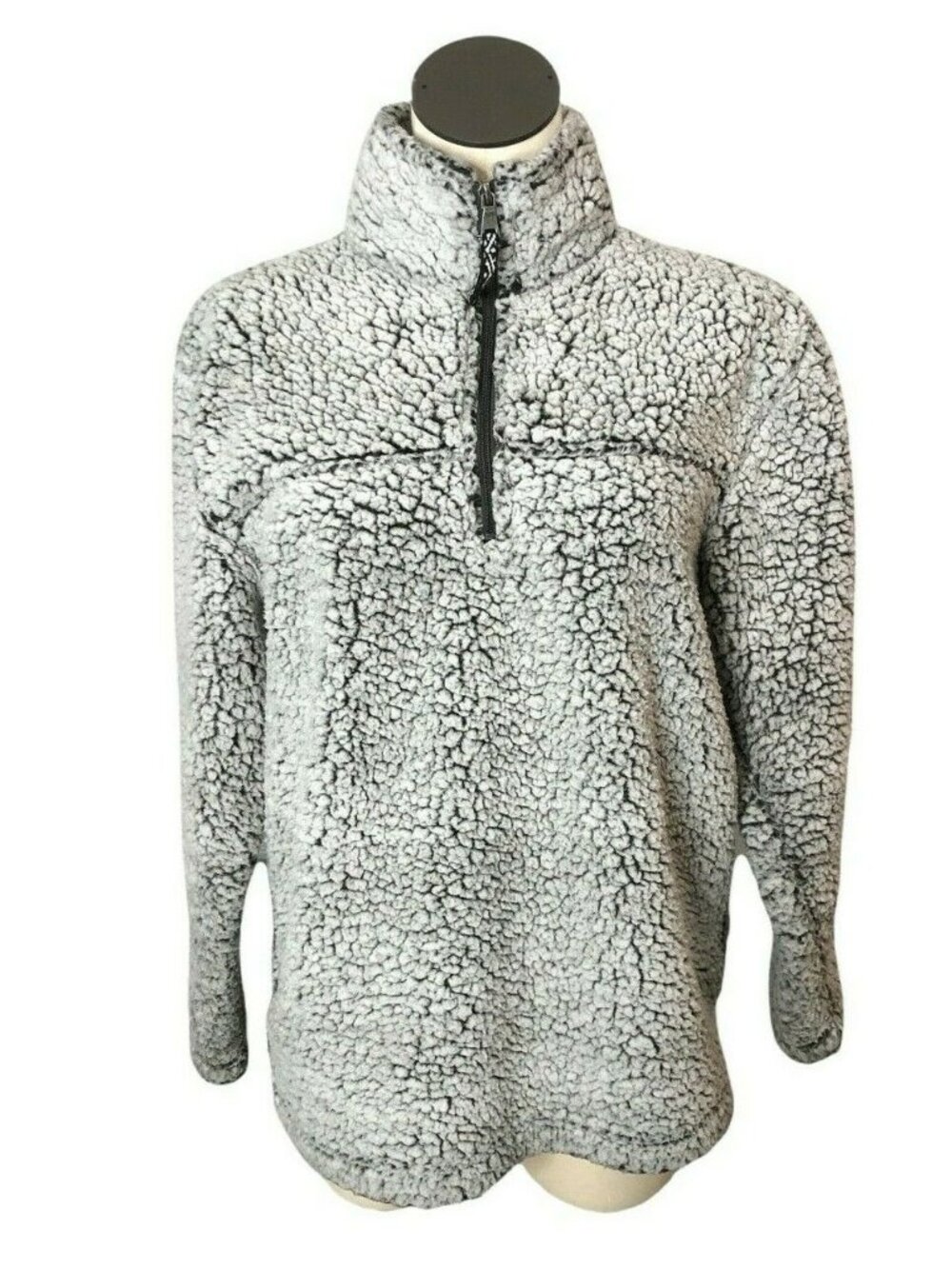 Boxercraft Sherpa Fleece Sweater Pullover Womens Small Gray 1/4 Zipper Top